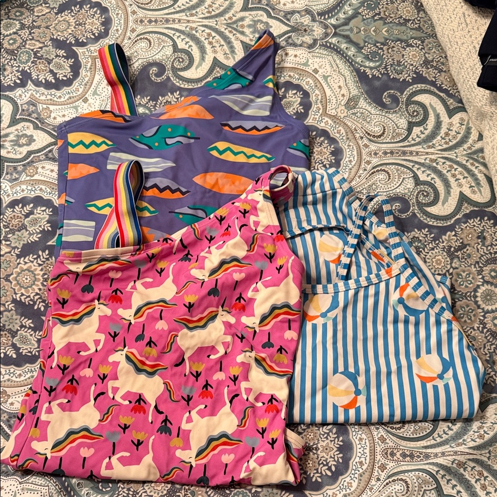 Lot of 3 Hanna Anderson girls bathing suits